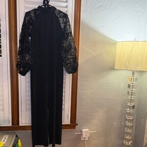 Elegant Black Jumpsuit with Sheer Sleeves